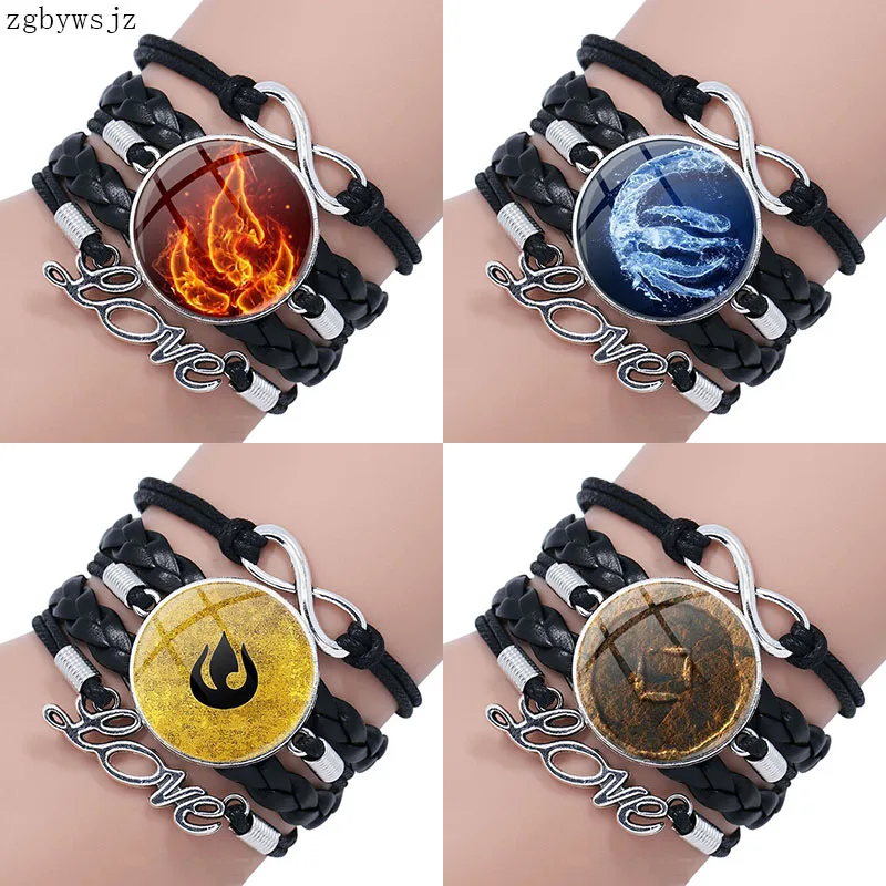Airbender символ нации огня Aang Korra Zuko брендовые ювелирные изделия Многослойный черный