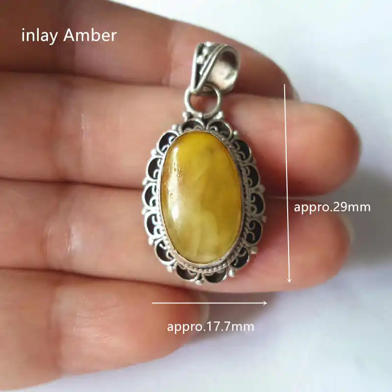 5. Amber 9.7g Непальские ручные 925 серебряные ювелирные изделия, инкрустированные натуральным полудрагоценным камнем, милые Амулеты с несколькими бусинами T9025 - Окраска металла: 5. Amber 9.7g