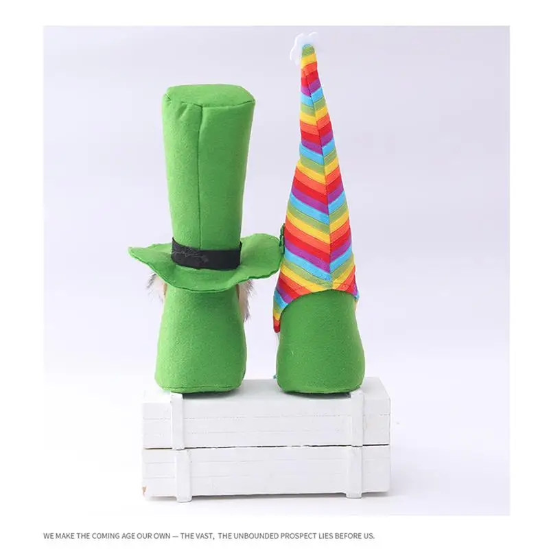

St. Patrick'S Day Gnome Decor Doll Ornaments Hat Long Legs Holiday Gnomes Plush For Irish Festival Green Leaf Festival