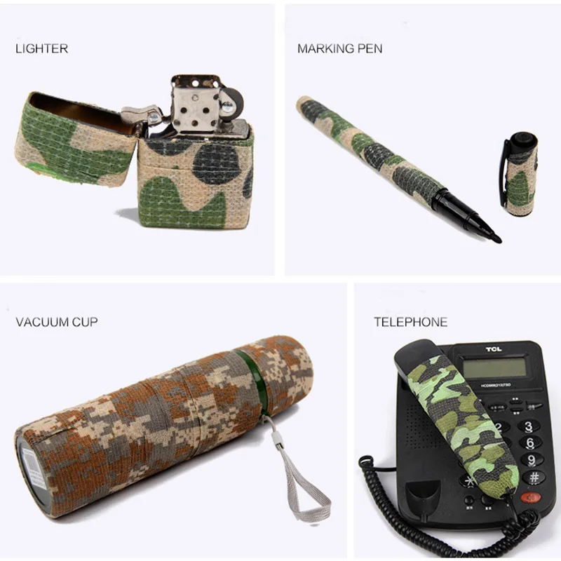 Elastic Wrap Tape Army Adhesive Outdoor Hunting Camouflage Stealth Tape Waterproof Wrap Durable Self Adhesive Elastic Bandage