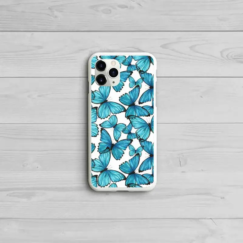 

Beautiful Butterfly Phone Case Candy Color White for iPhone 11 pro XS MAX 8 7 6 6S Plus X 5S SE 2020 XR