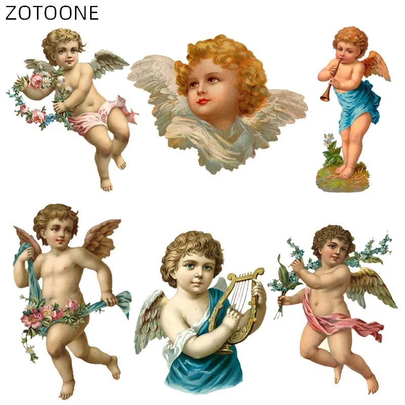 Детские нашивки ZOTOONE с изображением ангелов милые термонаклейки для одежды