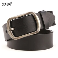womens all match real cow genuine leather retro belts simple pin buckle metal belt for women jeans 3 2cm width fco151