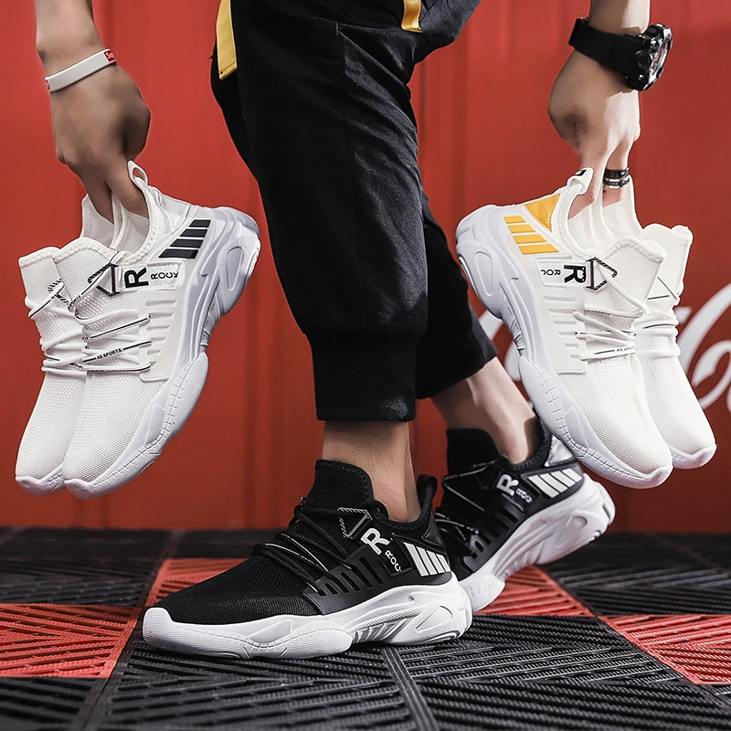 

Men's Mujer Casual Shoes Light Breathable Air Mesh Comfortable Outdoor Hard-Wearing Lace-up High Quality Men's Fashion Sneakers