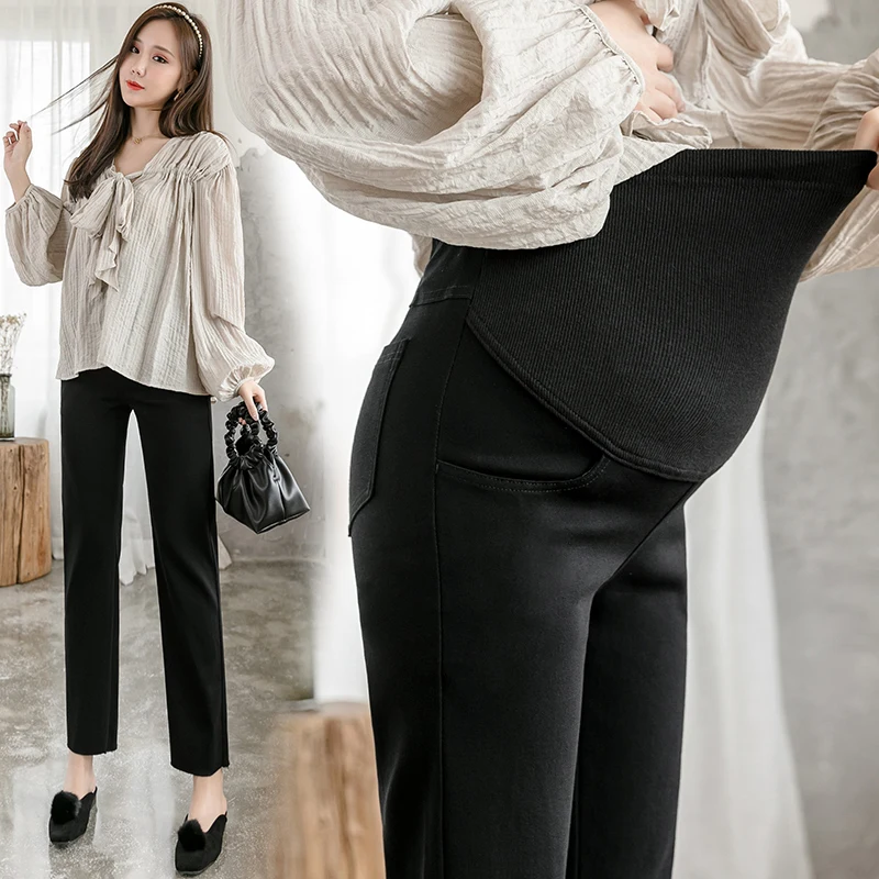 Maternity Black Trousers for Pregnant Women Elastic Pregnancy Clothes Spring 2022 Pregnant Pants Leggings Maternity Clothing