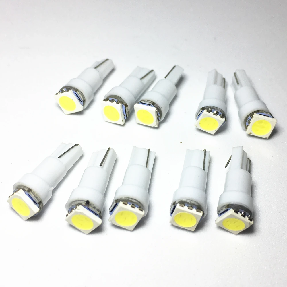 100PCS T5 led 17 37 73 74 SMD 5050 0.5W Auto LED Lamp Car Dashboard Instrument Light Bulbs white blue red yellow green Bulb 12V