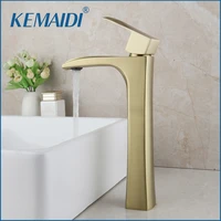 kemaidi brush golden solid brass faucet bathroom basin faucet deck mounted vanity mixer tap plumbing fixture stream spout tap