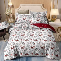 3d christmas duvet cover set double queen king reversible red white snowflake bird floral bedding set children kid new year gift