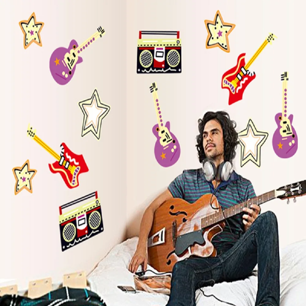 

New Cartoon Guitar Recorder Children Room household adornment wall sticker in the wall to stick on the wall