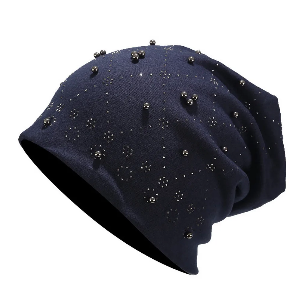 Модные женские Стрейчевые головные уборы чистый цвет бисер жемчуг головной
