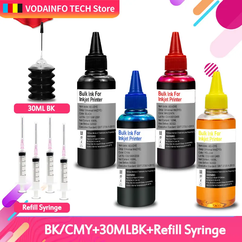 Universal 4 Color C M Y K Dye Ink For HP with 100ML for HP Premium Dye Ink General for HP printer ink all models