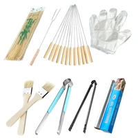 bbq tools set brush bamboo wooden skewers disposable gloves tin foil barbecue clips utensil camping outdoor cooking tool set