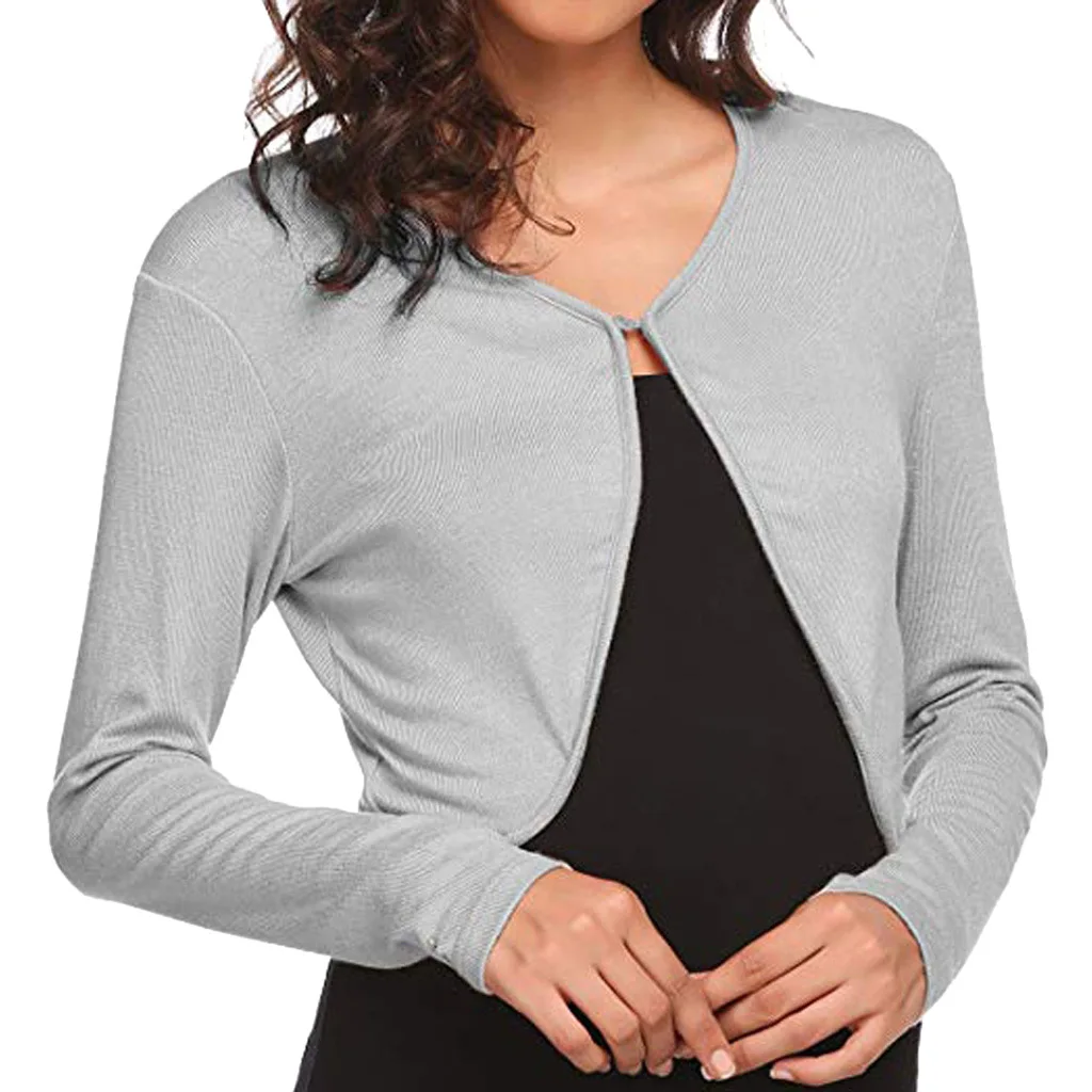 Вязаный свитер WEPBEL болеро Модный женский Укороченный трикотажный кардиган с