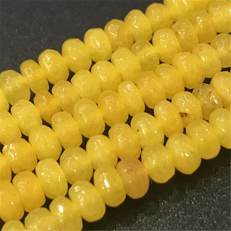 Колесо бусины желтый натуральные нефриты камень халцедон граненые бусинки rondelle