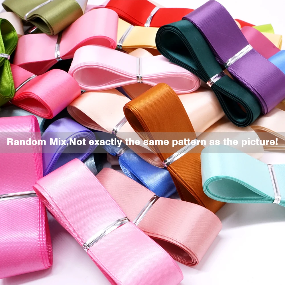 Дешевая Большая распродажа 20 однотонных цветов двухсторонняя атласная лента
