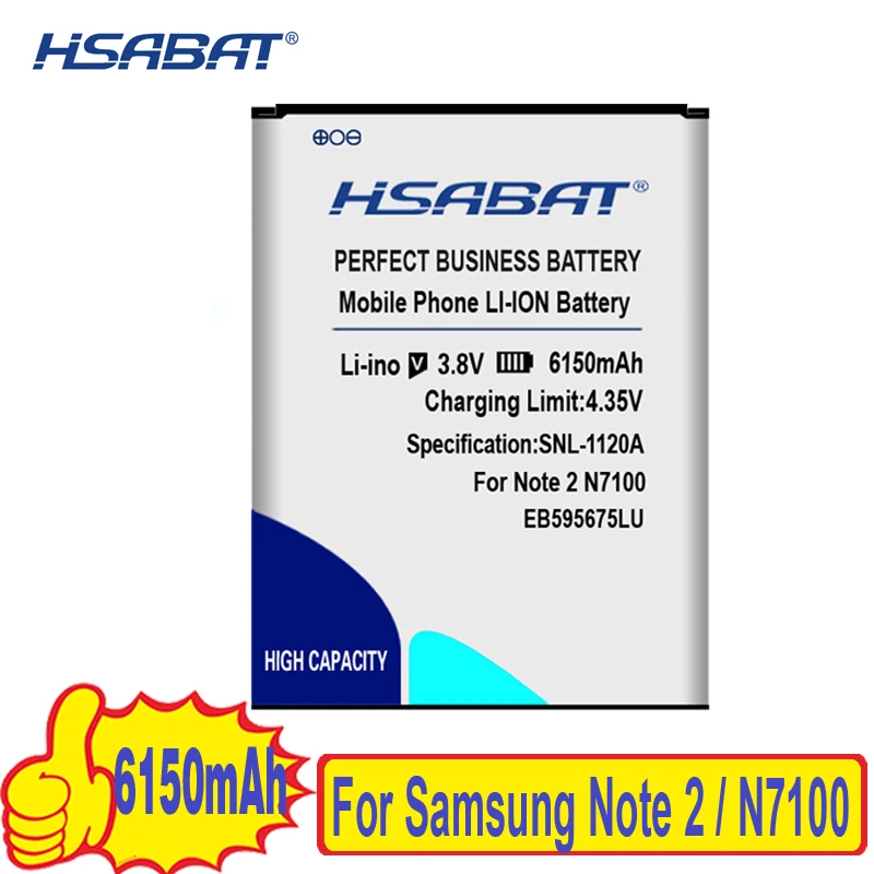 Аккумулятор HSABAT EB595675LU 6150 мАч для Samsung Galaxy Note 2 note2 N7100 E250 LTE N7105 N7102 T889 L900 Verizon i605 |
