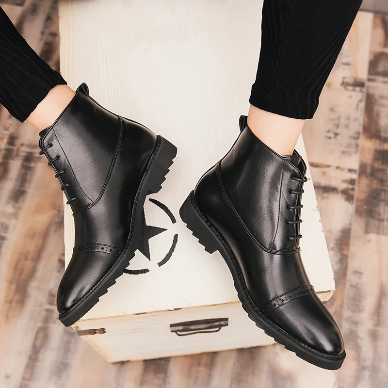 Мужские ботильоны из натуральной кожи на шнуровке размеры до 48|Ботинки| |