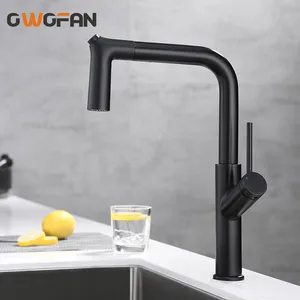 Черный смеситель для кухни с одной ручкой выдвижной смеситель для кухни с одним отверстием поворотная ручка Смеситель для воды 360 градусов N22-048