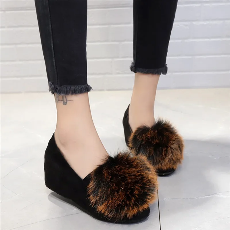 Модные женские меховые лоферы с кроличьим мехом бархатные туфли из флока удобные