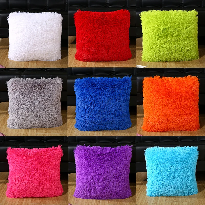 

Plush Cushion Cover Home Decor Pillow Covers Living Room Bedroom Sofa Decorative Pillowcase 43x43cm Shaggy Fluffy Cover