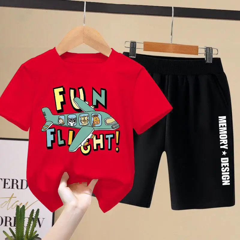 

Summer Clothes for Girls Children Baby Shorts T-shirts Clothing Fashion Print Cartoon Set Kids Boys Sportswear Home Wear Pajama