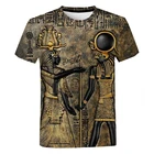 Футболка МужскаяЖенская с 3D-принтом, модная повседневная классическая рубашка в стиле древнего египетского искусства, с коротким рукавом, уличная одежда в стиле древнего Египта, черный цвет