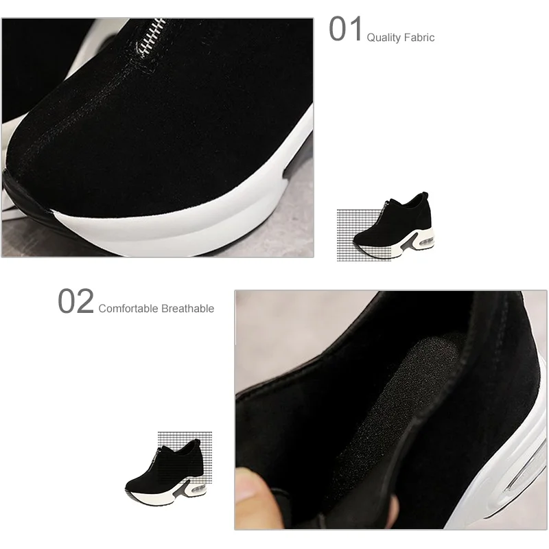 

Women Vulcanized Shoes Casual Wedge Platform Lace Up Spring Summer Increasing Shoes Ladies Sneakerss Female Casual Drop Ship