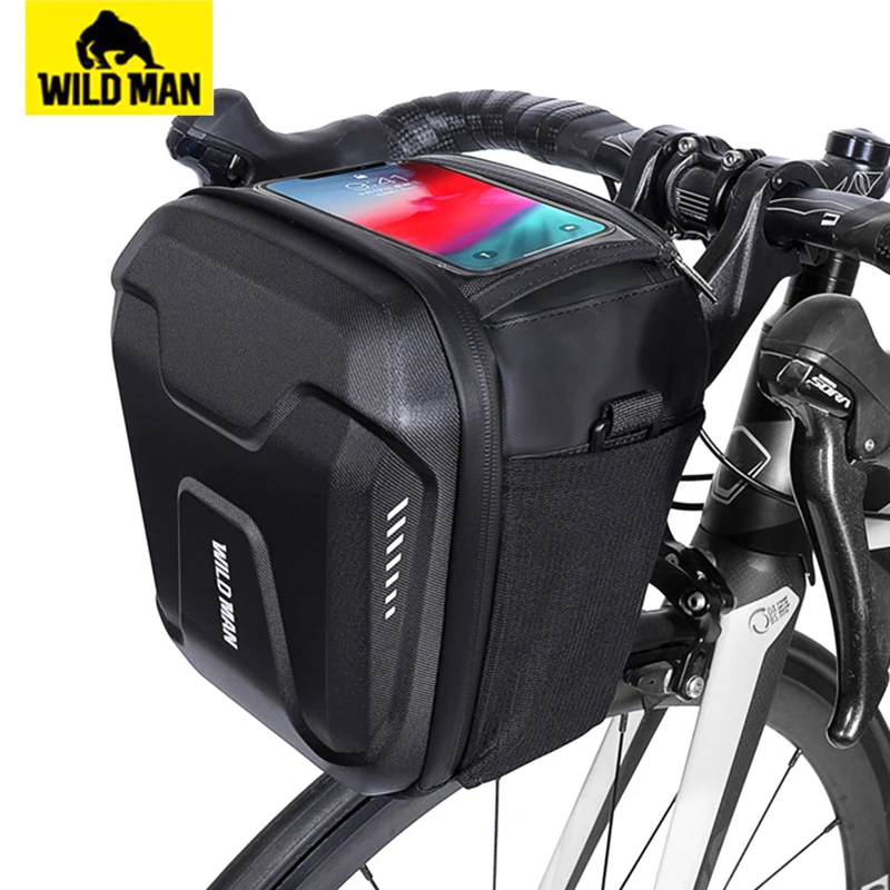 

WILD MAN Rainproof Bicycle Front Bag Multifunctional Cycling Handlebar Bag Bike Head Bag Cycling Accessories Storage Capacity 3L