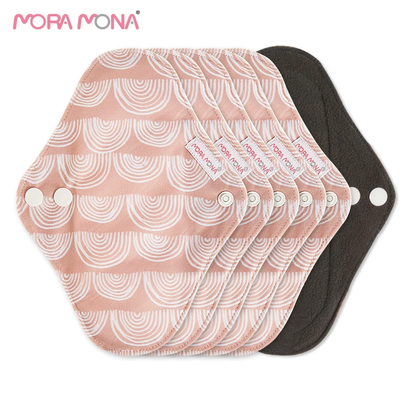 Mora Mona Reusable Bamboo Charcoal Periods Cloth Pad Washable Female Sanitary Napkin 5 Pcs | Красота и здоровье