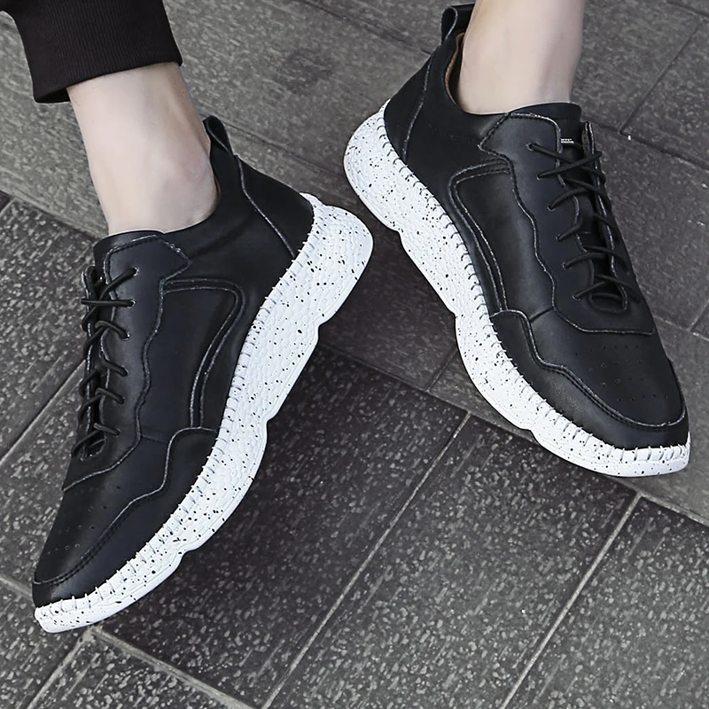 

springcasual black Men's hombre leisure flat leather new 2020 informales man men's sport shoe sneakers Sneaker sale