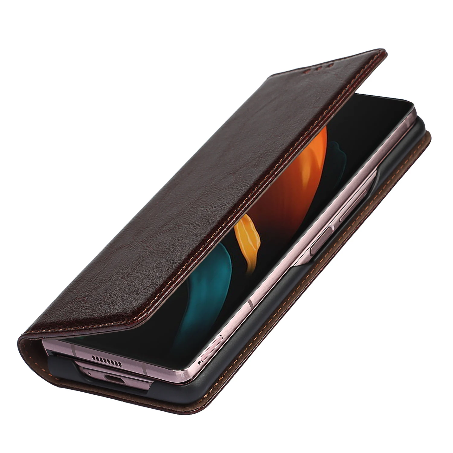 deluxe wallet phone bag case for samsung galaxy z fold 2 5g z fold2 5g leather case flip cover skin phone bags business fundas free global shipping