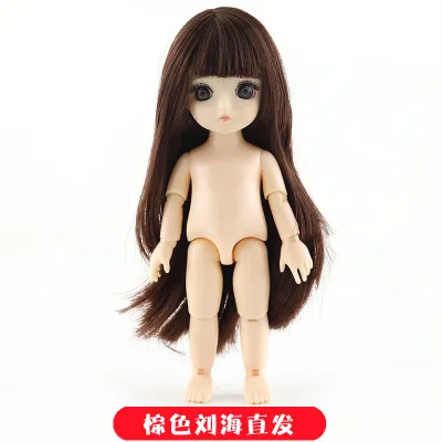 Brown straight hair 13 подвижных шарнирных 15 см 1/12 BJD куклы игрушки BJD Детская кукла Обнаженная Женская мода тела Куклы Игрушки для девочек подарок нормальная кожа - Цвет: Brown straight hair