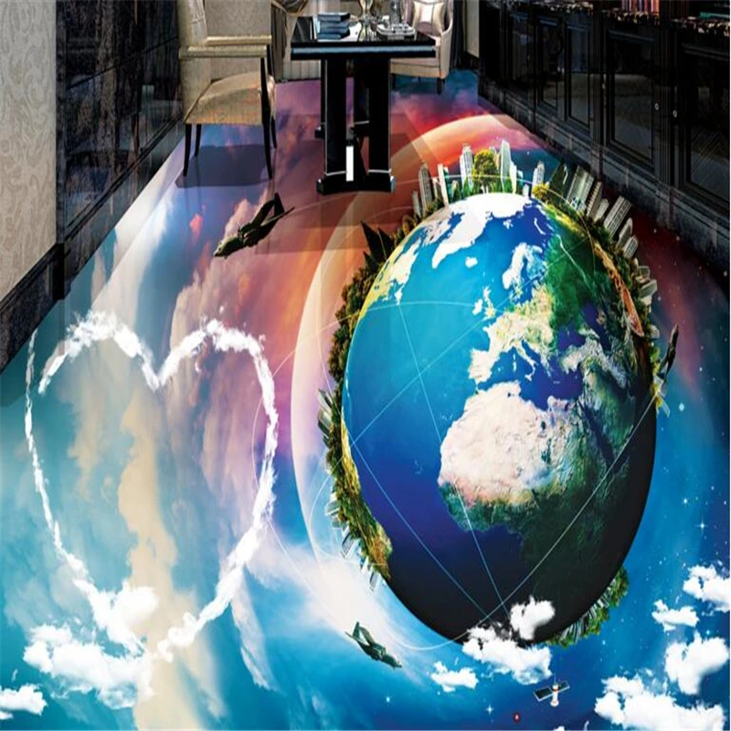 Пользовательский пользовательский пол BEIBEHANG серфинг небо голубое белые облака