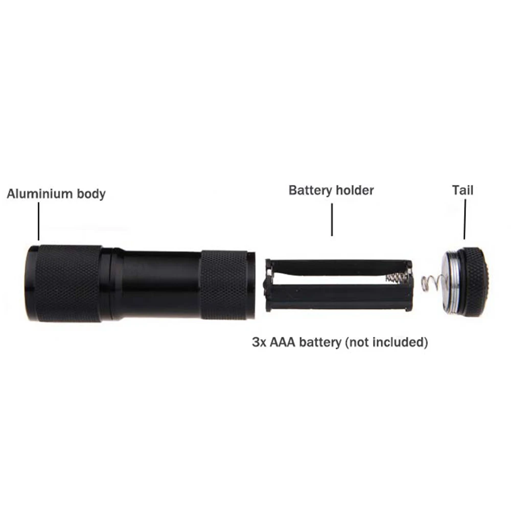 Ультрафиолетовый 21/9LED 395nm фонарик мини Blacklight алюминиевый фонарь 3AAA лампа для наружного освещения охота рыбалка кемпинг лампа
