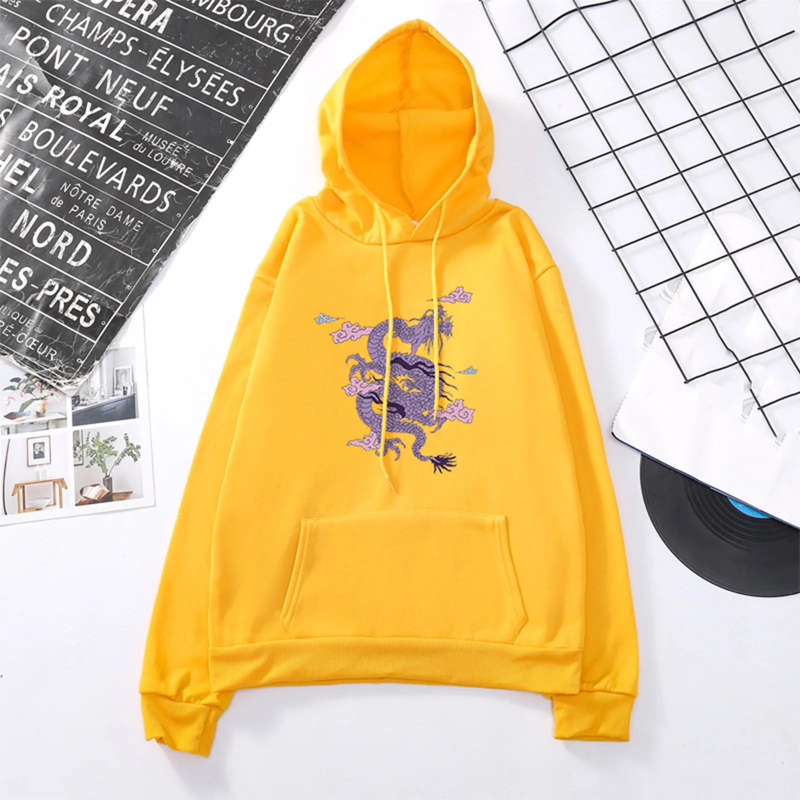 

New Ladies Cute Print Hooded Sweater Women's Pure Color New Cute Sports Sweatshirt Flower Long Sleeve Hooded Pullover 8*