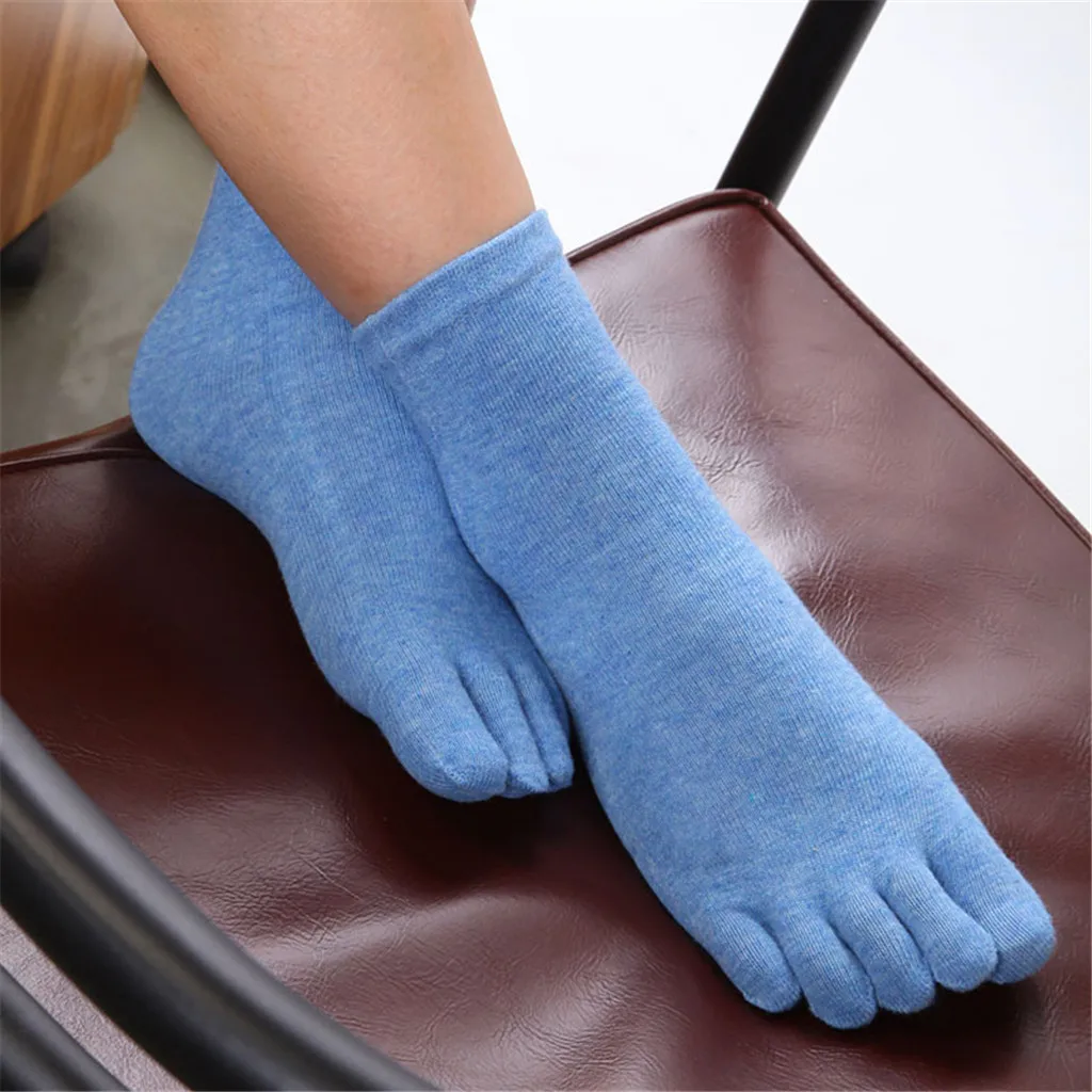 Женские разноцветные носки с принтом пятью пальцами теплые хлопчатобумажные