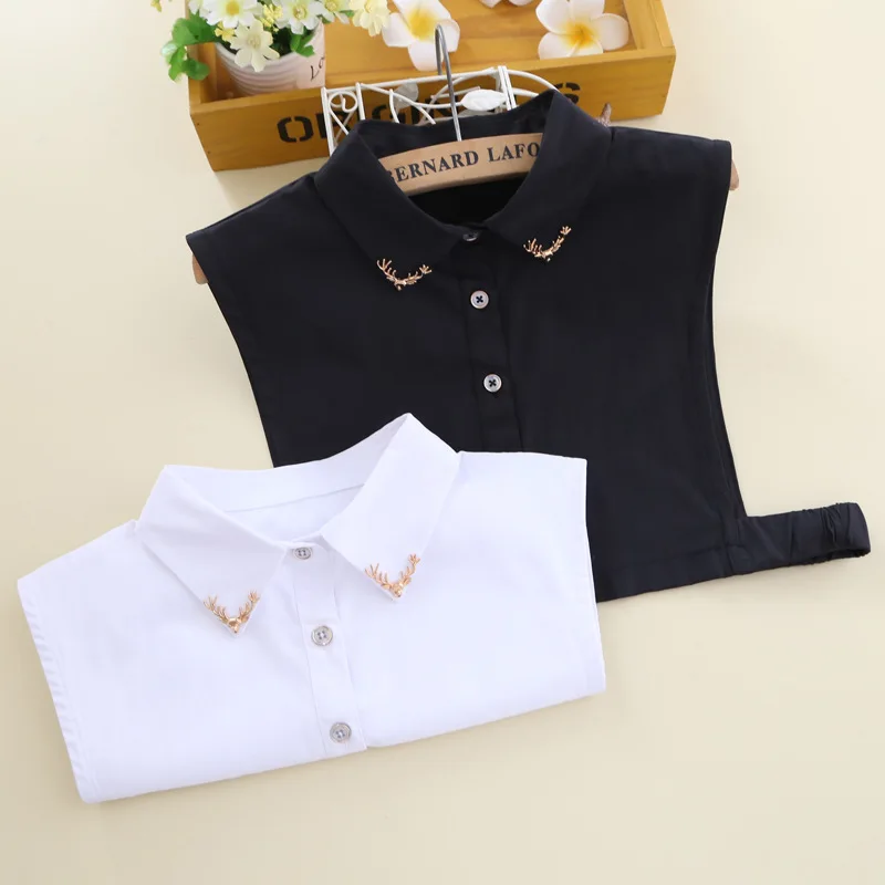 

Black Shirt Fake Collar for Women Detachable Collars Lapel Blouse Sweater False Collars Neckwear Female Decor Clothes Accessory