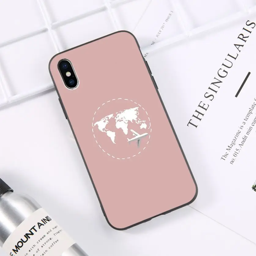 

HTxian World Map Travel Plans Black Soft Shell Phone Cover for iPhone 11 pro XS MAX 8 7 6 6S Plus X 5 5S se 2020 XR case