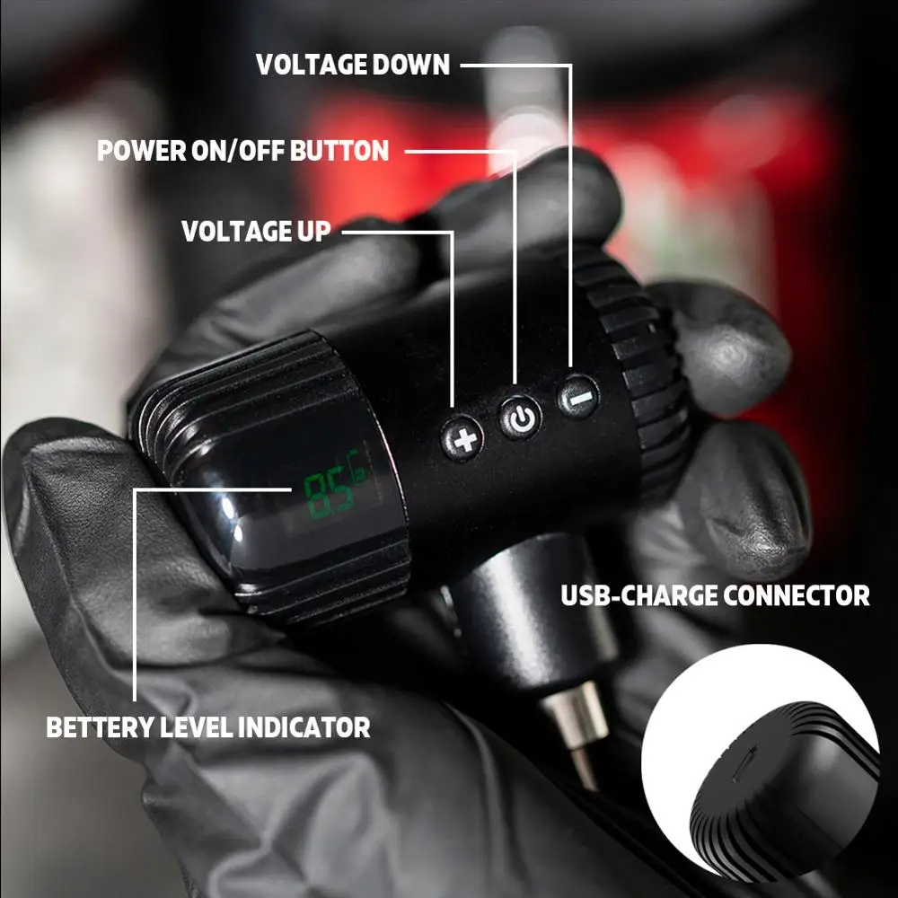 Блок питания Portex для татуировок беспроводной с 2 аккумуляторами RCA DC