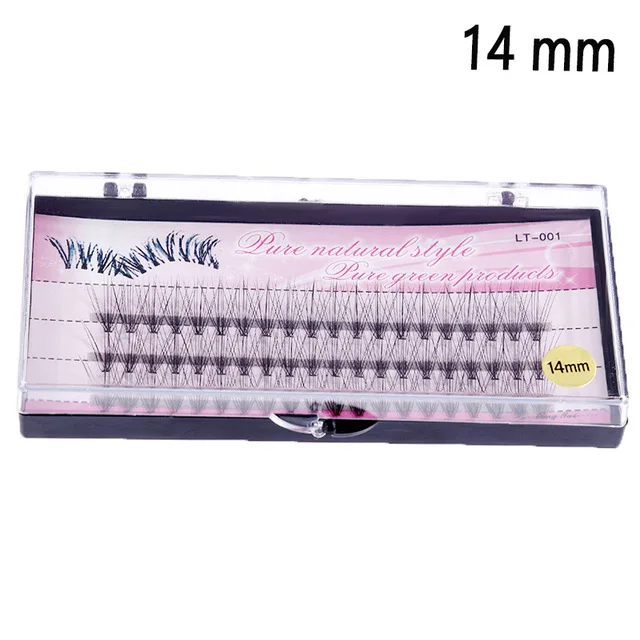 14 mm OSHIONER натуральные Поддельные ресницы 60 шт 8/10/12/14 мм, для макияжа, индивидуальные кластера ресницы прививка Поддельные Накладные ресницы - Color: 14 mm