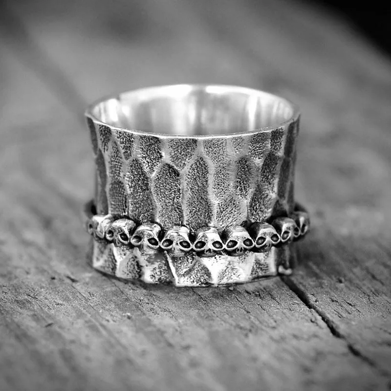 Геометрические готические панк кольца черепа для мужчин ретро скелет конус