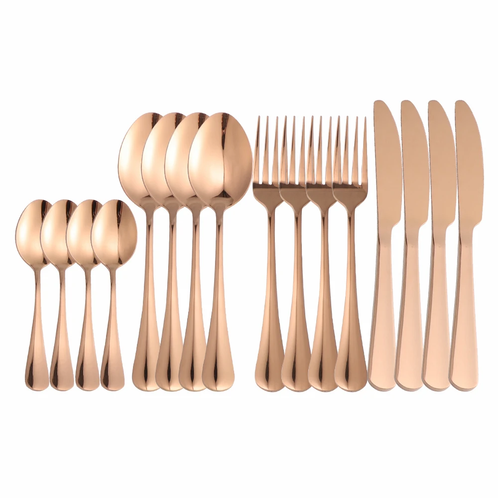 

16Pcs Rose Gold Stainless Steel Cutlery Tableware Set Dinnerware Flatware Set Wedding Forks Knives Spoons Set Party Silverware