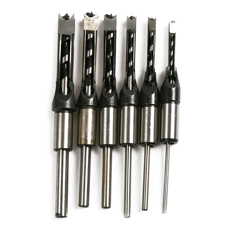 

SHGO HOT-6pcs Woodworking Square Hole Drill Bit Mortising Chisel Set Mortiser Drill Bit for DIY Woodworking Tools