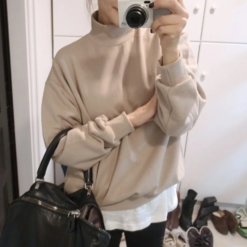 

Solid Women Autumn Pullovers Long Sleeve Hoodies Fleece Plus Size Hoodie Korean Style Female Free Shipping Women Sweatshirts