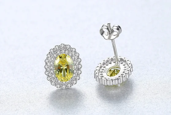 Горячая Распродажа S925 Стерлинговое Серебро желтый цвет инкрустация кристалл