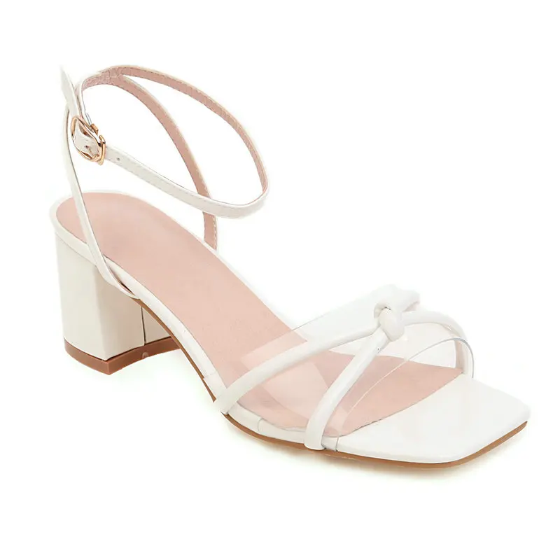 Женские летние модные модельные туфли Босоножки с пряжкой и открытым квадратным