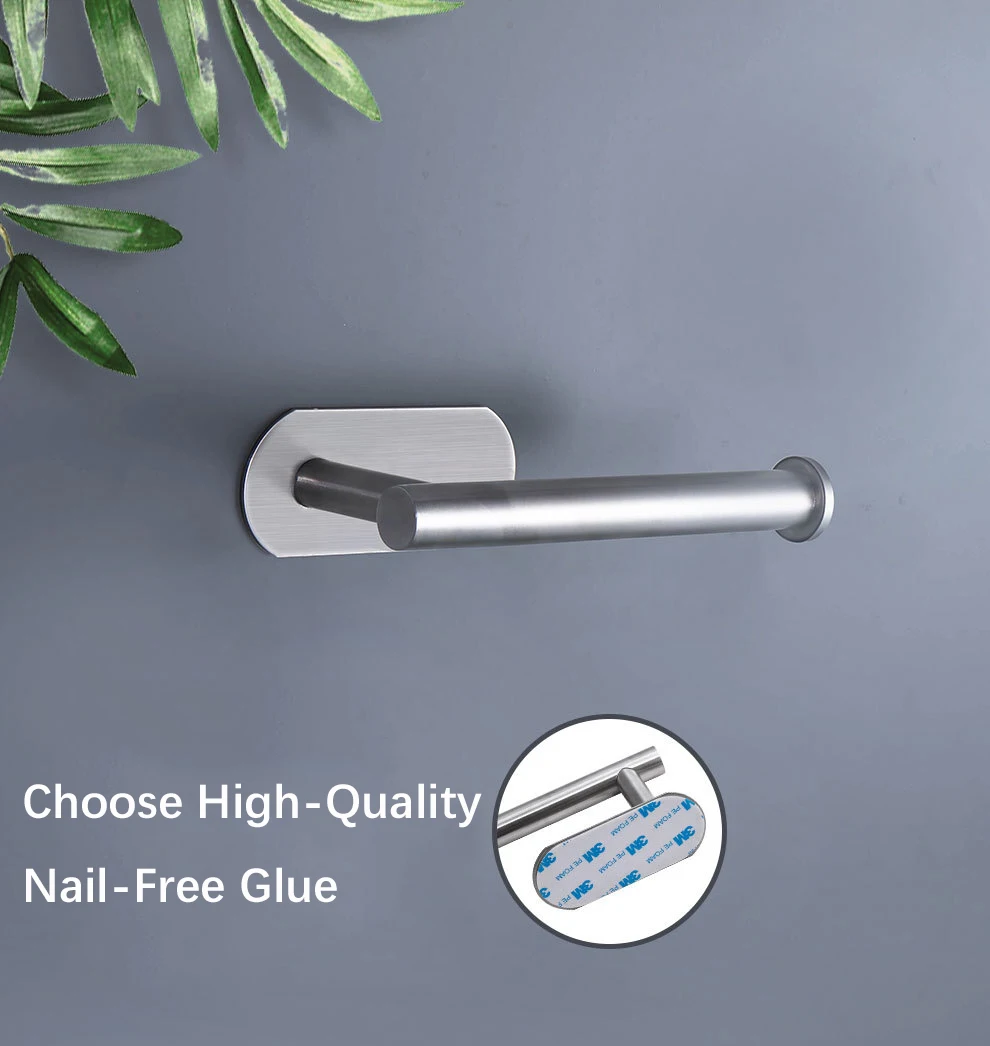 

Kitchen Roll Paper Self Adhesive Wall Mount Toilet Paper Holder Stainless Steel Bathroom Tissue Towel Accessories Rack