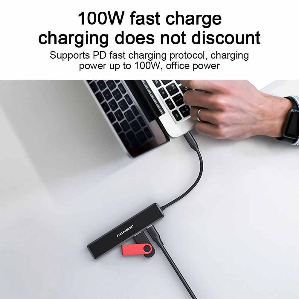 

ACASIS 5/6 in 1 USB C Hub 100W PD Charging Adapter Type C to 4K HDMI-Compatible Docking Station USB 3.0 Reader Slot Splitter