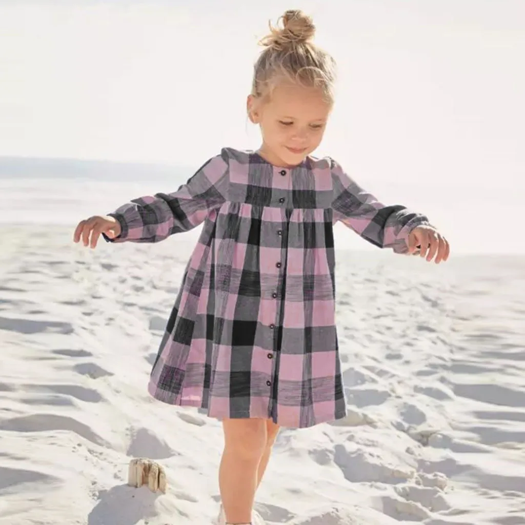 Платье для девочек; vestidos; Детские платья для девочек; vestido infantil; рождественское платье на Хэллоуин; vestido; повседневное клетчатое платье с длинными рукавами; Z4