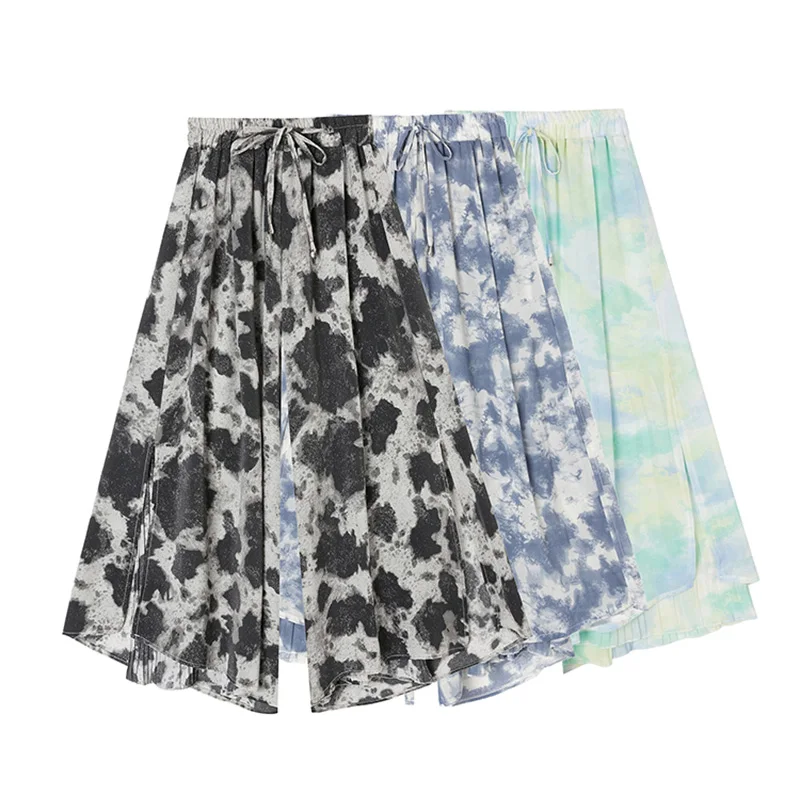 

Summer Bohemian Chiffon Pants Skirt Casual Loose Beach Pants Long Fmale Elegant High Waist Wide leg Pants 2021